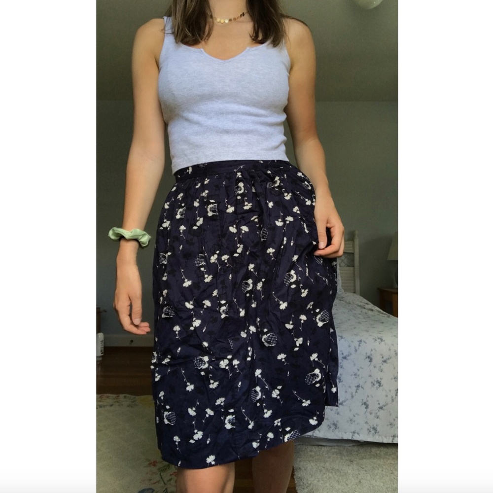 Blue Floral Flouncy Skirt